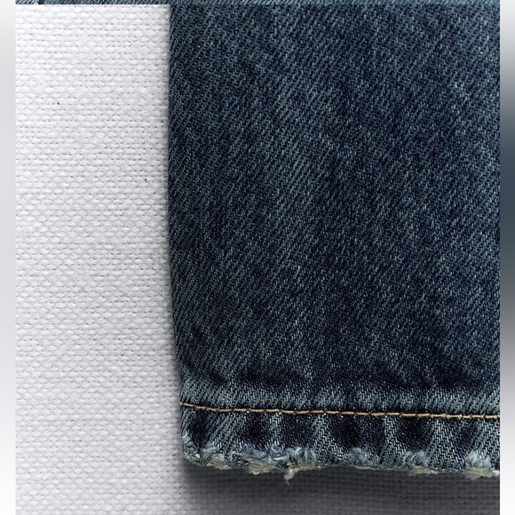 Zara Mid Rise TRE Loose Fit Long straight leg Jeans Blue size 32 US 10 NWT - Picture 9 of 16